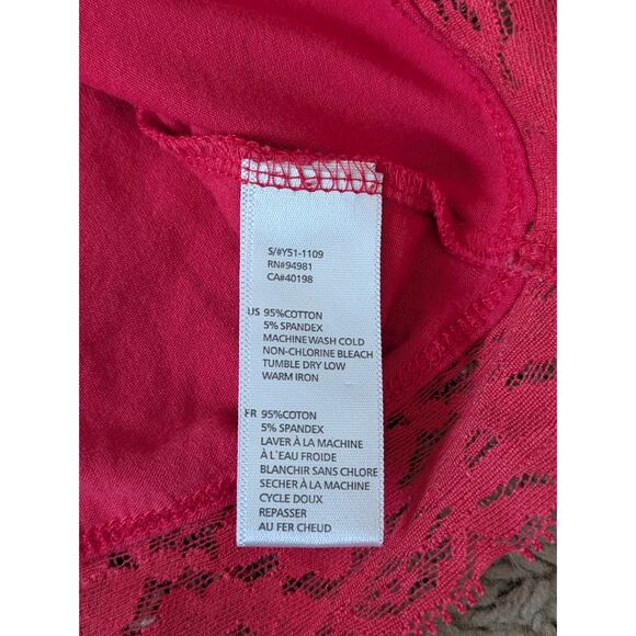 Y2K Forever 21 Babydoll Tank Top M Red-Pink Lace Cami Coquette Kawaii Barbie - Picture 4 of 8
